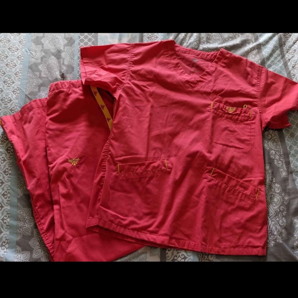XS coral pink scrubs